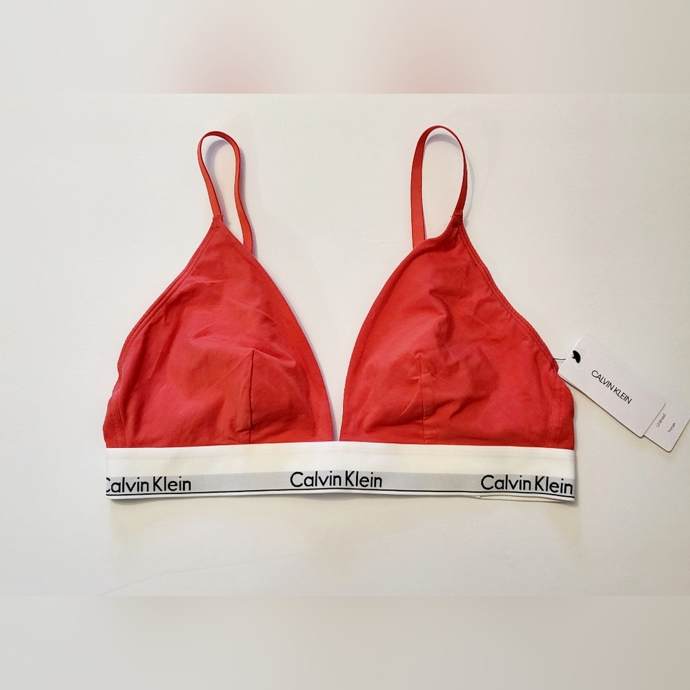 Calvin Klein Modern Cotton Triangle Bralette XL & Bikini L Strawberry Shake Set - Picture 4 of 5